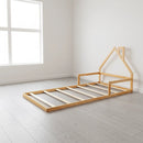 Pine Wood Floor Bed House Frame for Kids and Toddlers-2