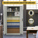 Two-Door Metal Cabinet Shelf Storage for Home Office Gym-3