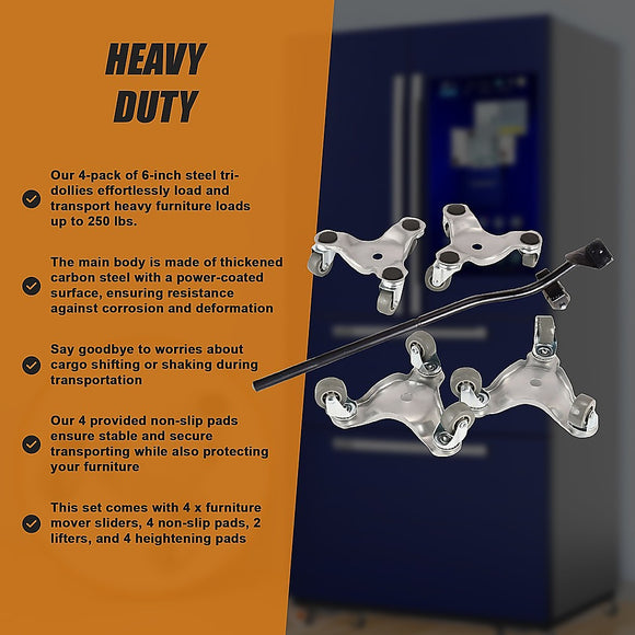 4 X All-purpose Dolly Metal Heavy Duty Furniture Mover Slider Set