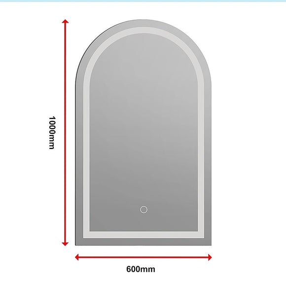Arched LED Wall Mirror Bathroom Mirrors Makeup Anti-fog 600mm x 1000mm