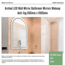 Arched LED Wall Mirror Bathroom Mirrors Makeup Anti-fog 600mm x 1000mm-10