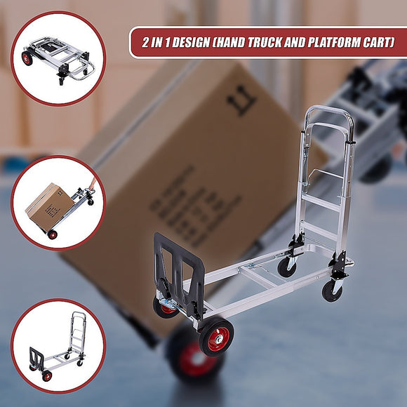 Hand Truck 2 in 1 Folding Dolly Cart 180kg Capacity Heavy Duty Aluminium
