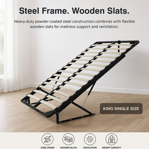 Gas Lift Bed Mechanism – King Single Bed Frame with Wooden Slats
