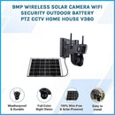 9MP Wireless Solar Camera WIFI Security Outdoor Battery PTZ CCTV Home House V380-2
