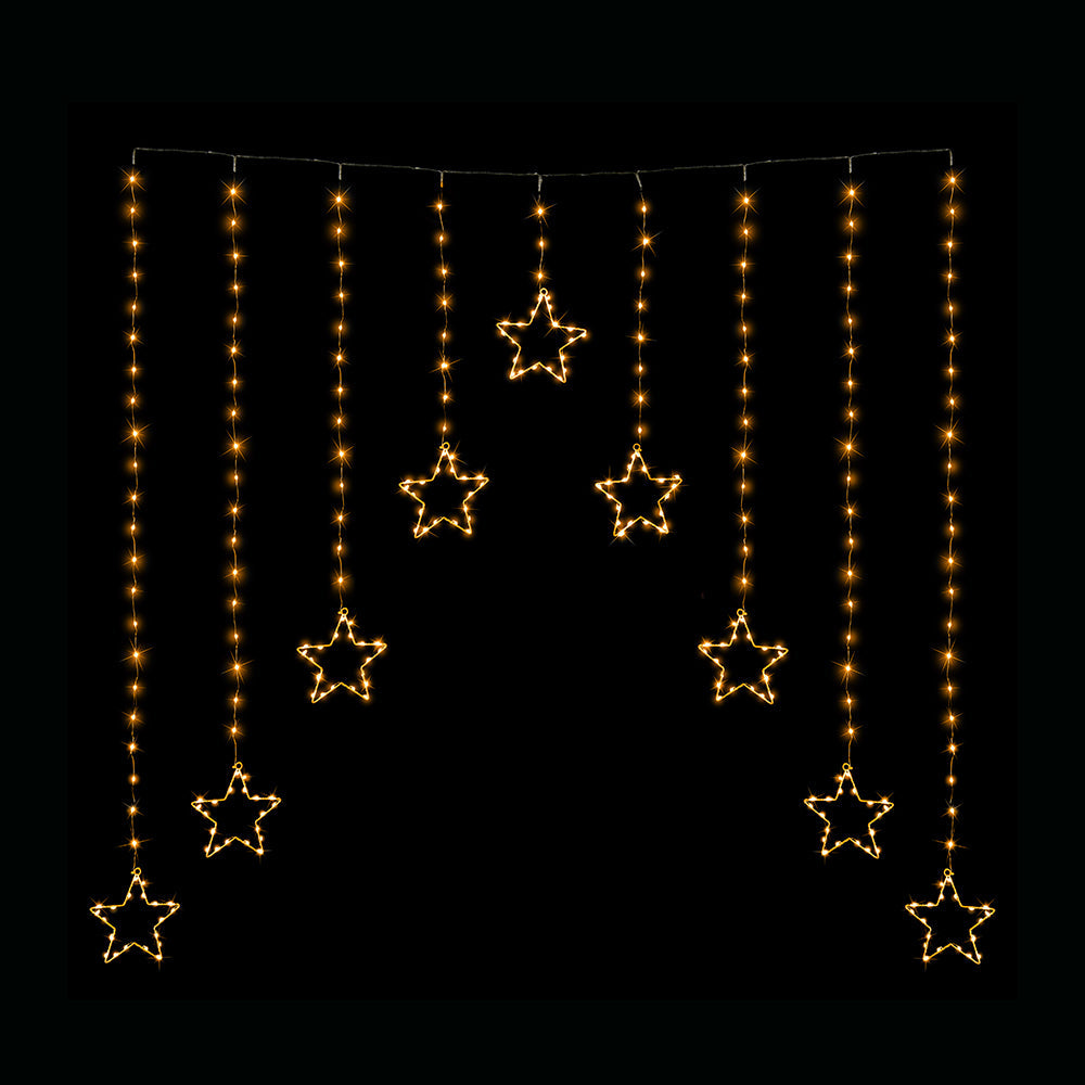 LED Wire Star Curtain Gold Lights