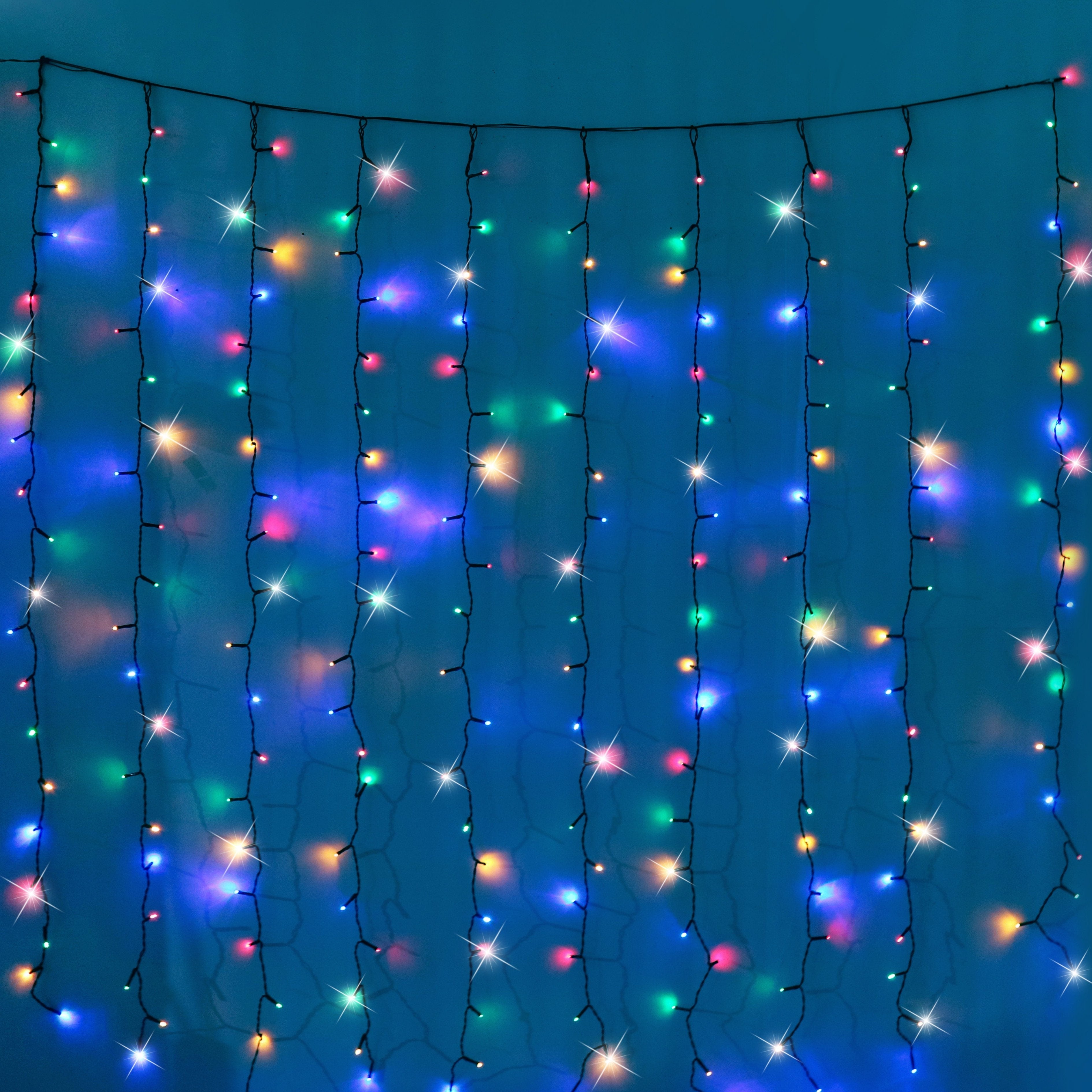 Battery Operated 200 LED Curtain Light – 140 x 140cm, available in 3 Colors - Multicolor - 0