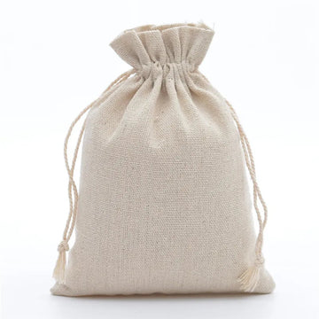 10-Piece Cotton Linen Drawstring Gift Bags - 0