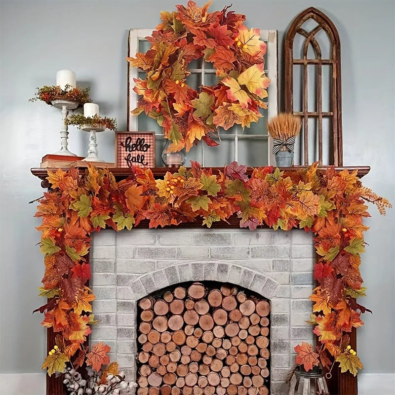 2M Artificial Fall Maple Leaf Garland - 0