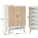 NNETMLT 7-Tier Shoe Storage Cabinet with Adjustable Shelves, Wood and Gold-5