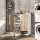 NNETMLT 7-Tier Shoe Storage Cabinet with Adjustable Shelves, Wood and Gold-7