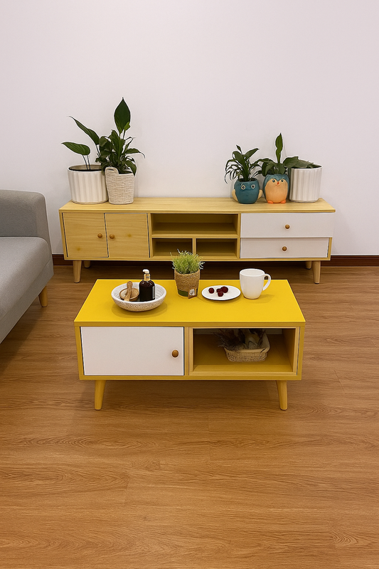 NNECN Modern Living Room TV Stand Table Set