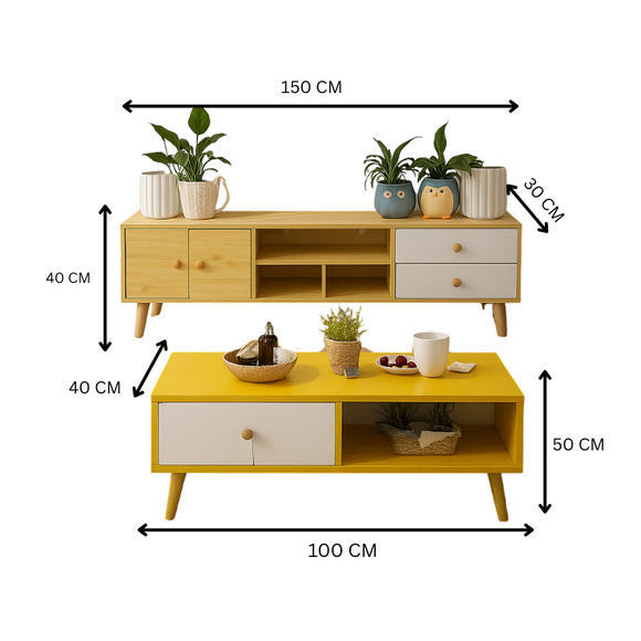 NNECN Modern Living Room TV Stand Table Set