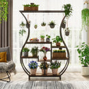 NNETMLT 6-Tier Plant Stand with Vase Shape Ladder Design, Rustic Brown-4