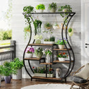 NNETMLT 6-Tier Plant Stand with Vase Shape Ladder Design, Rustic Brown-9