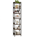 NNETMLT 78.7 Inch Extra Tall 7 Tier Skinny Bookcase, Rustic Brown-1