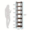 NNETMLT 78.7 Inch Extra Tall 7 Tier Skinny Bookcase, Rustic Brown-2