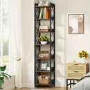NNETMLT 78.7 Inch Extra Tall 7 Tier Skinny Bookcase, Rustic Brown-4