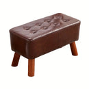 NNETM Elegant Hardwood Entryway Faux Leather Bench-1