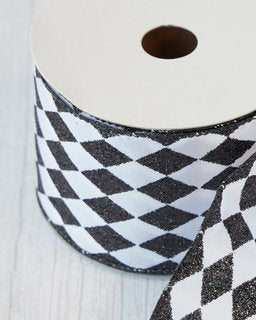 Ribbon Roll Black/White 6.35cm