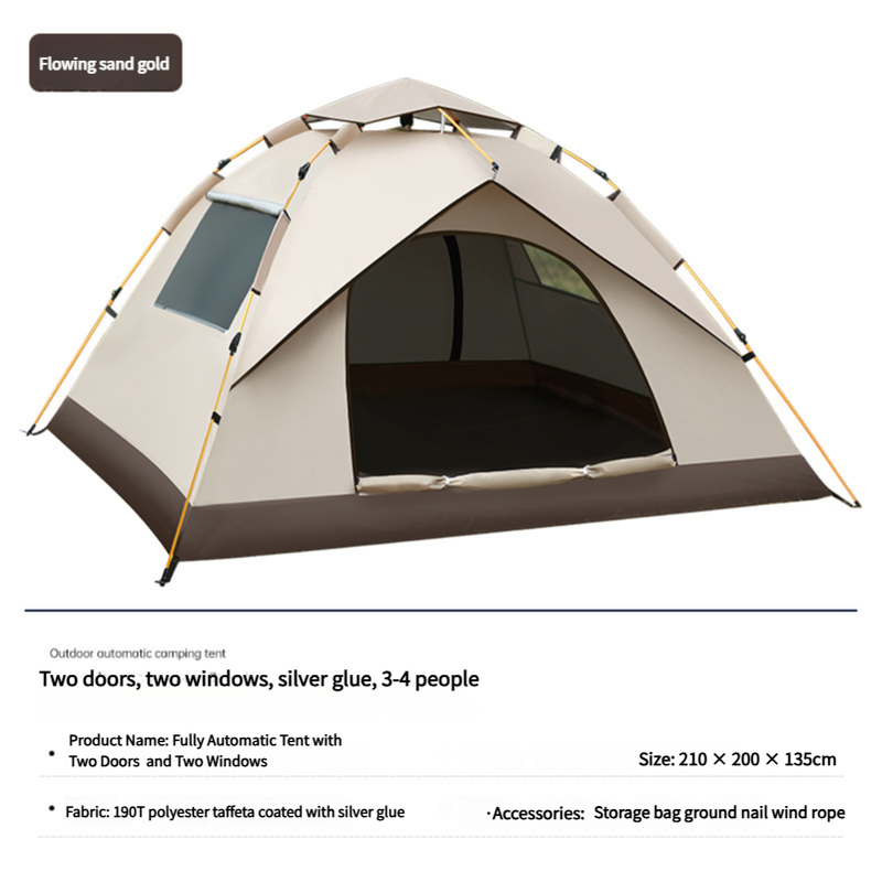 210*200*135cm Outdoor Family Instant Ultralight Portable Folding Popup Waterproof Oxford Fiberglass Automatic Tent For Camping Events - 0