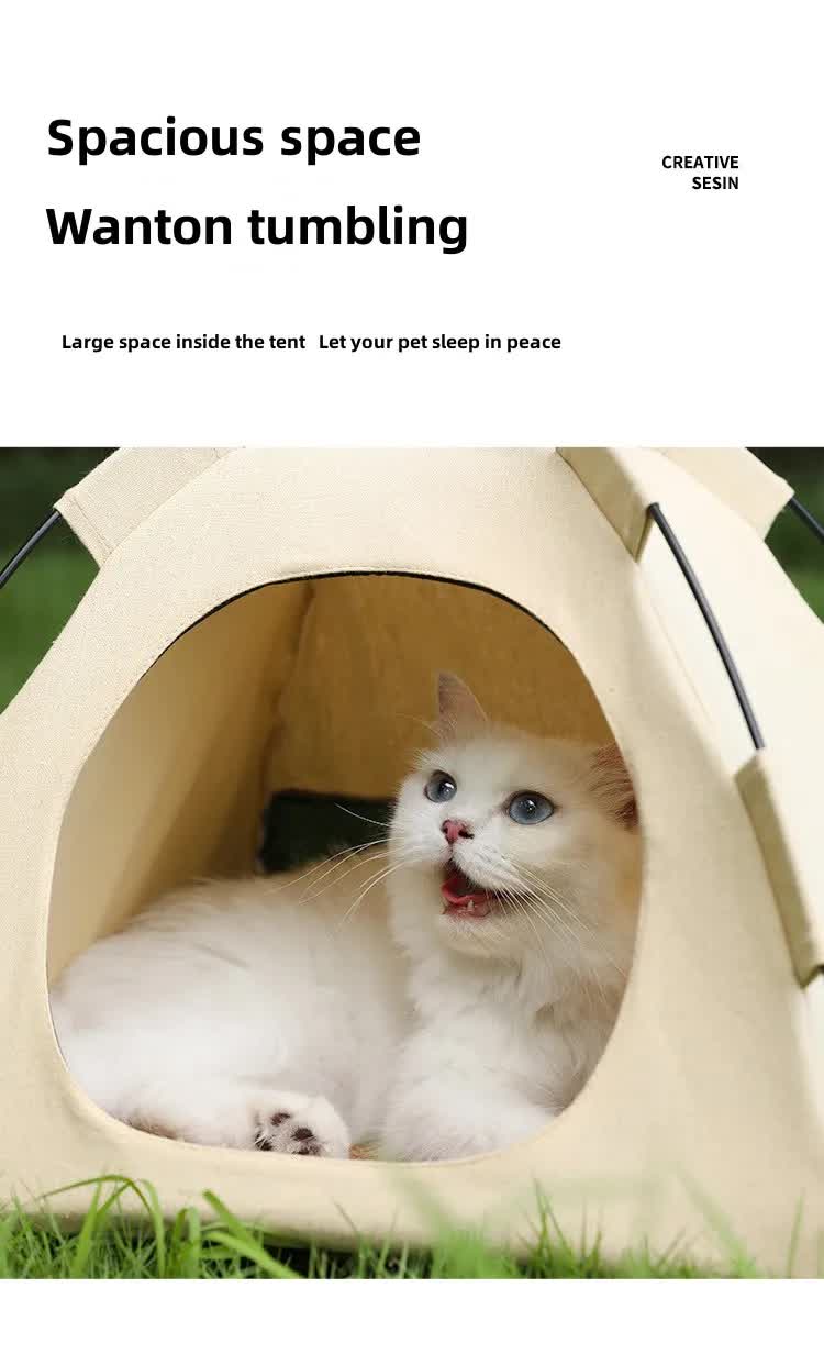 Outdoor Cat House,Pet Tent -Windproof and Dustproof Shelter for Small Pets, Pink, Size: M  40*40*37cm - 0