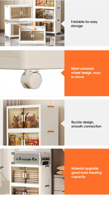 Stackable Storage Boxes with Transparent Doors - Modular Organizer for Home & Pantry 55*32*152cm (5 layer ) - 0