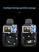 Chocolate Leather Car Backseat Organizer with Foldable Tray Table & Trash Bag - Multi-functional Car Storage Solution-6