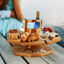 Sycamore Log Color Portable Wooden Picnic Table - Wine Glass & Snack Holder-1