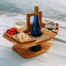 Sycamore Log Color Portable Wooden Picnic Table - Wine Glass & Snack Holder-3