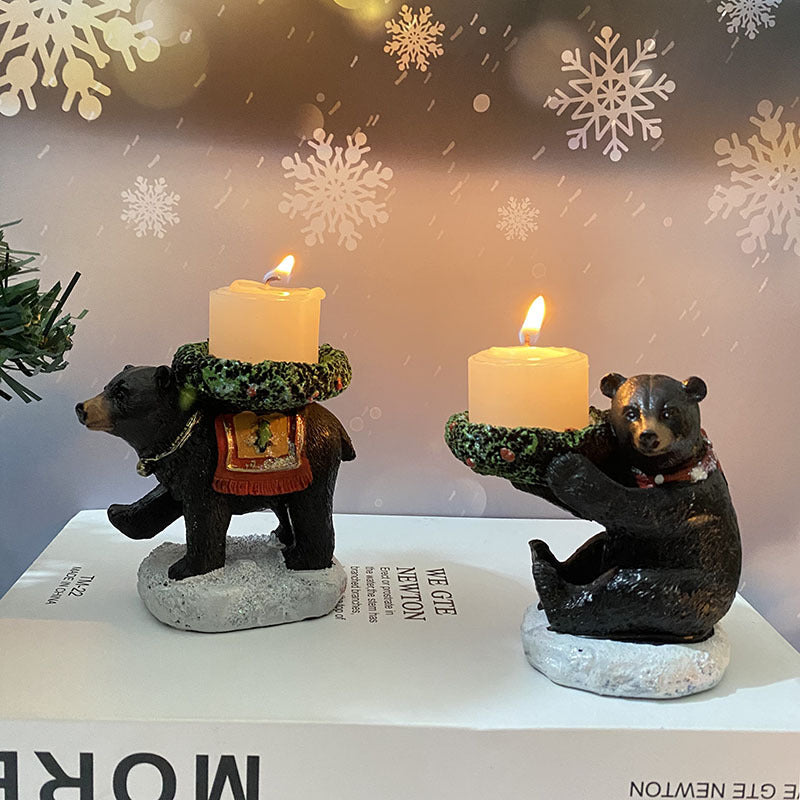 Bear With Candlestick In Hand Candle Holder – Unique Aromatherapy Table Decor - 0