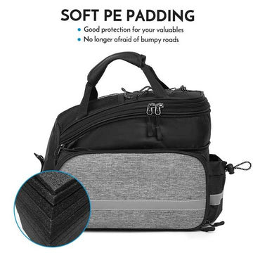 Black Insulated Bike Rear Rack Bag - Waterproof Storage Bag with Soft PE Padding for Cycling - 0