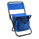 Blue Portable 3-in-1 Folding Camping Chair with Storage Bag, Backrest, and Insulated Cooler for Outdoor Fishing, Hiking, and Picnics-1