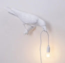 White Bird Left Wall Lamp Nordic Resin Bird Wall Lamp - Creative Animal Bedside Decorative USB Night Light, Stylish Bird Perched Lamp for Bedroom and Living Room-1
