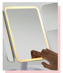 Elegant Tri-Fold Shell LED Vanity Mirror - Smart Makeup Gift with Storage & Illumination-7
