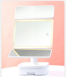Elegant Tri-Fold Shell LED Vanity Mirror - Smart Makeup Gift with Storage & Illumination-8