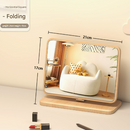 Horizontal Square Folding Mirror Tabletop Makeup Mirror - Large Wooden Swivel Vanity Mirror for Desk-1