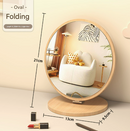 Oval Folding Mirror Tabletop Makeup Mirror - Large Wooden Swivel Vanity Mirror for Desk-1