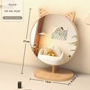 Cartoon Cat Ear Mirror Tabletop Makeup Mirror - Large Wooden Swivel Vanity Mirror for Desk-1