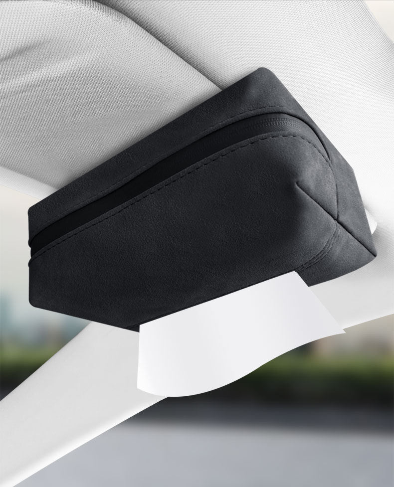 2 pcs Black Stylish Car Tissue Box for Seat Back - Car Interior Tissue Pack for Seat Back, Armrest Box, Sun Visor 18.5x12.5x7cm