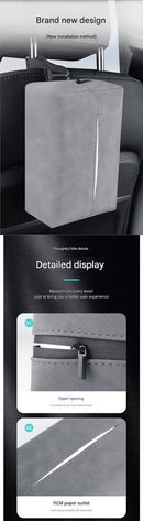 2 pcs Black Stylish Car Tissue Box for Seat Back - Car Interior Tissue Pack for Seat Back, Armrest Box, Sun Visor 18.5x12.5x7cm-4