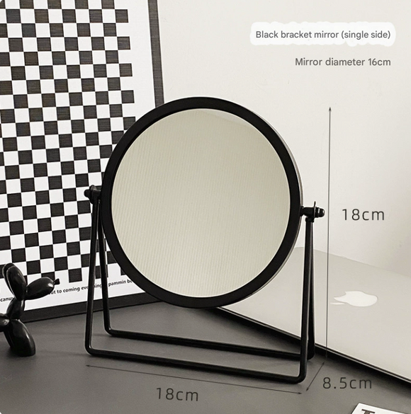 Black Rotating Tabletop Makeup Mirror - 360º  Swivel Vanity Mirror for Bedroom & Desk