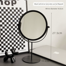Black Rotating Tabletop Makeup Mirror - 360º Swivel Vanity Mirror for Bedroom & Desk - 0