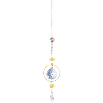 (Style 1) 4 pcs Crystal Wind Chimes-Sun Catcher Star Moon Dream Catcher for Window 30cm