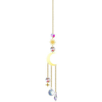 (Style 4) 4 pcs Crystal Wind Chimes-Sun Catcher Star Moon Dream Catcher for Window 32cm