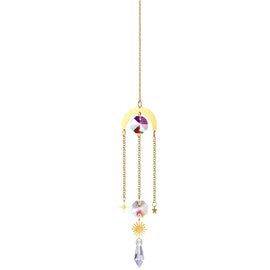 (Style 5) 4 pcs Crystal Wind Chimes-Sun Catcher Star Moon Dream Catcher for Window 33cm