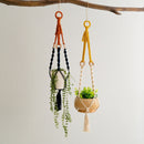 2 pcs Handwoven Plant Hanger-Cotton Rope Hanging Planter with Wooden Rings-5