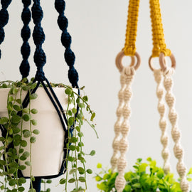 3 pcs Handwoven Plant Hanger-Cotton Rope Hanging Planter with Wooden Rings - 0