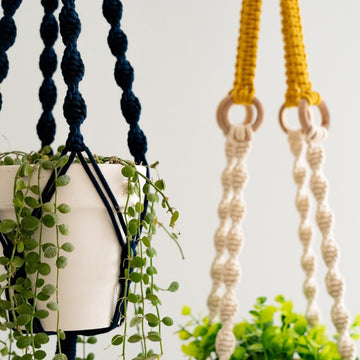 3 pcs Handwoven Plant Hanger-Cotton Rope Hanging Planter with Wooden Rings - 0