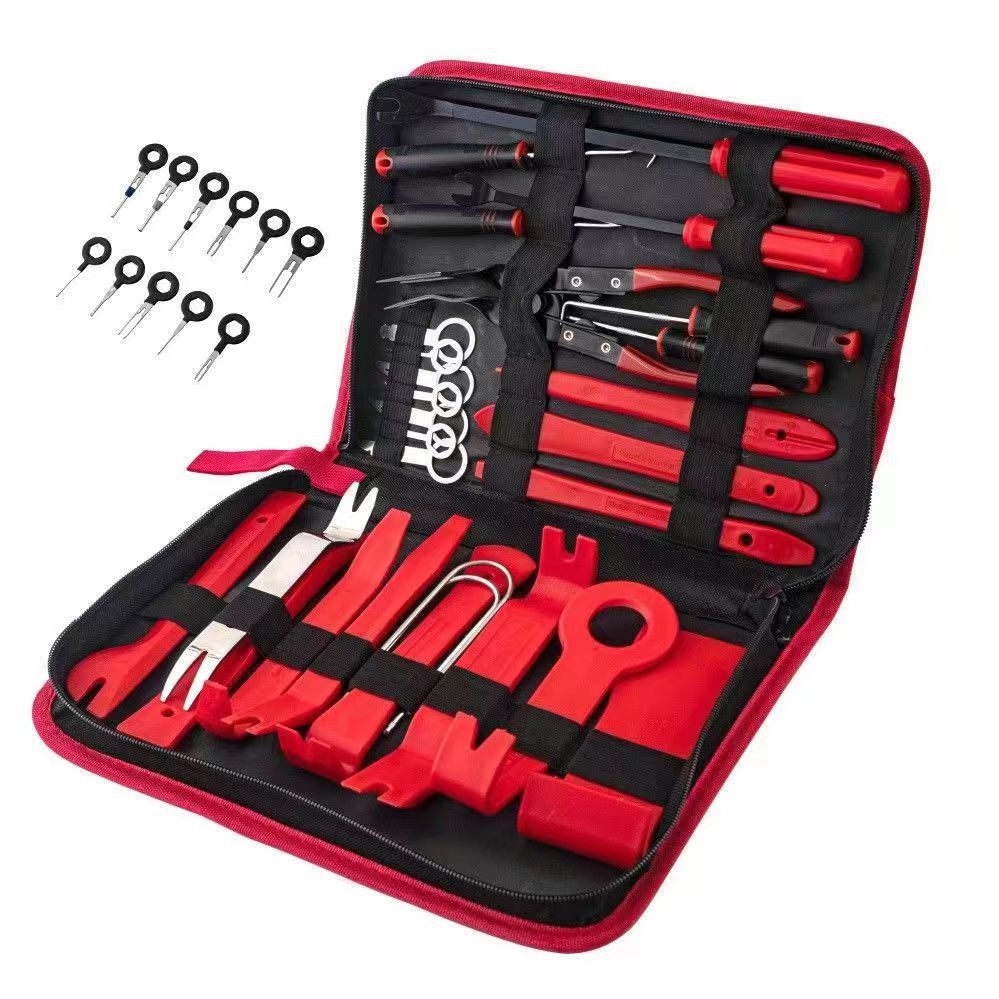 Red 38PCS Car Interior Trim Removal Tool Kit - Durable PP Material for Car Audio, Dashboard, Door Panel, and Modification - 0