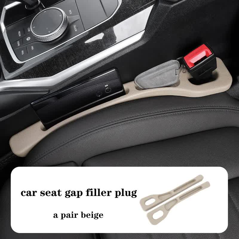 Beige Car Seat Gap Filler - 2 Pieces Car Interior Storage Organizer for Front Seat Seam